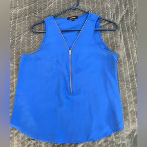Ambiance Sleeveless Zippered Mixed-Media Top Caribe blue M
